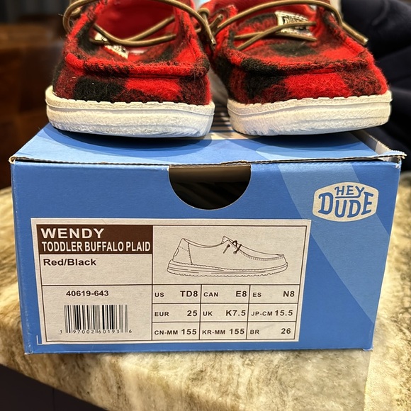 Hey Dude Kids Shoes in Red and Brown Plaid - Picture 4 of 4